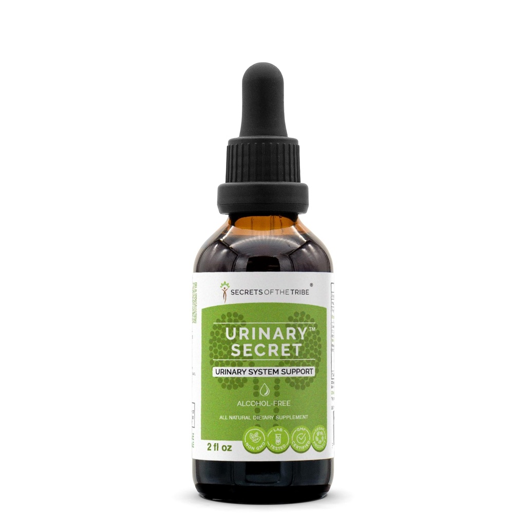 Secrets of the Tribe Urinary Secret Alcohol-Free Extract, Tincture, Glycerite Uva Ursi, Dandelion, Stinging Nettle, Horsetail, Usnea, Pumpkin. Urinary System Support (2 FL OZ)