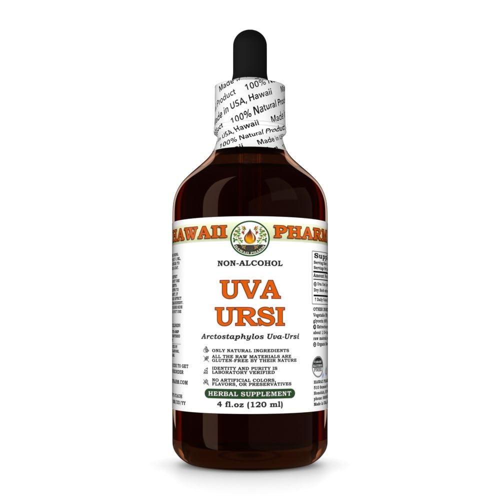 Uva Ursi (Arctostaphylos Uva-Ursi) Dry Herb Glycerite, All Natural, Vegan, Lab Tested Alcohol-Free Liquid Extract - 4 fl.oz