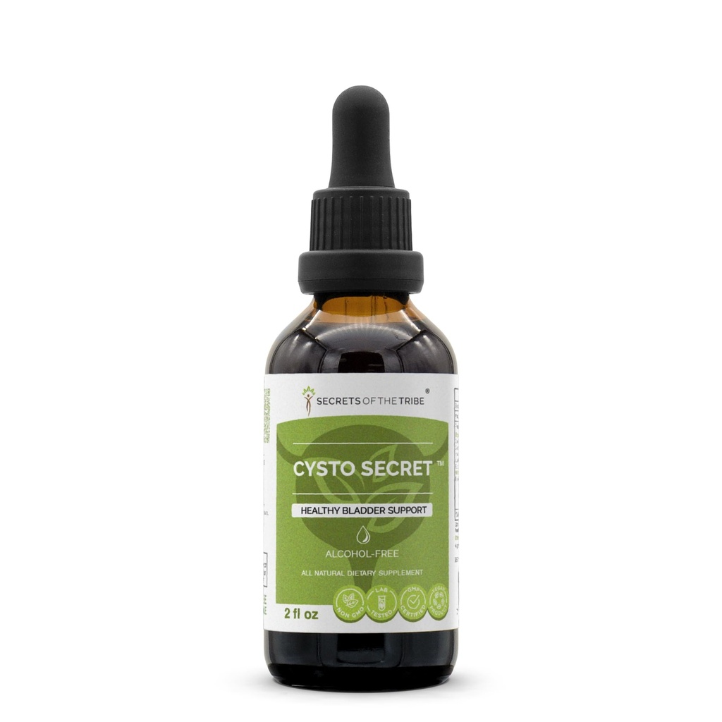 Secrets of the Tribe Cysto Secret Alcohol-Free, Glycerite Corn Silk, Cleavers, Horsetail, Uva Ursi, Pumpkin, Buchu. Tincture Herbal Extract Healthy Bladder Support 2 OZ