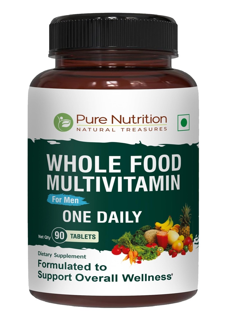 reine Ernährung ganze Lebensmittel Multivitamine für Männer | 90 Tabs | Ein-A-Day | 100% RDA | 24 Natürliche Vitamine und Mineralstoffe | Alle natürlichen Pflanzen basierte Männer Multivitamin | 3 Monate Versorgung