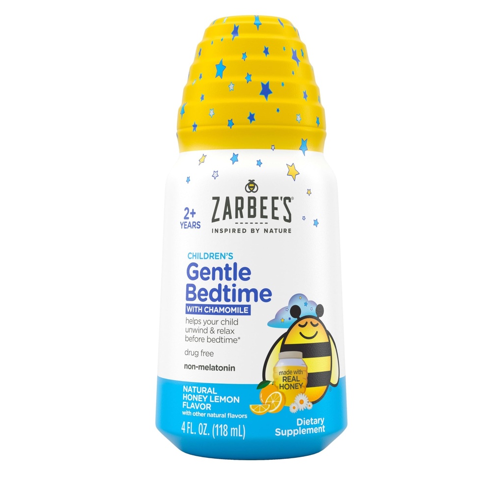 Il liquido per il letto di Zarbee per i bambini - Melatonin-Free Blend of Natural Honey, Lemon, and Chamomile Aiuta i bambini a rilassarsi e rilassarsi per preparare il sonno, 4oz