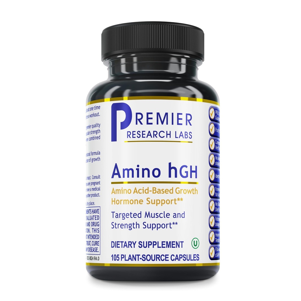 Premier Research Labs Amino HGH - HGH Ergänzungen für Männer, HGH Ergänzungen für Frauen, Aminosäuren, L-Arginin, L-Lysin, HGH Enhancer, Unterstützung Human Growth Hormone und Muskelwachstum - 105 Kapseln