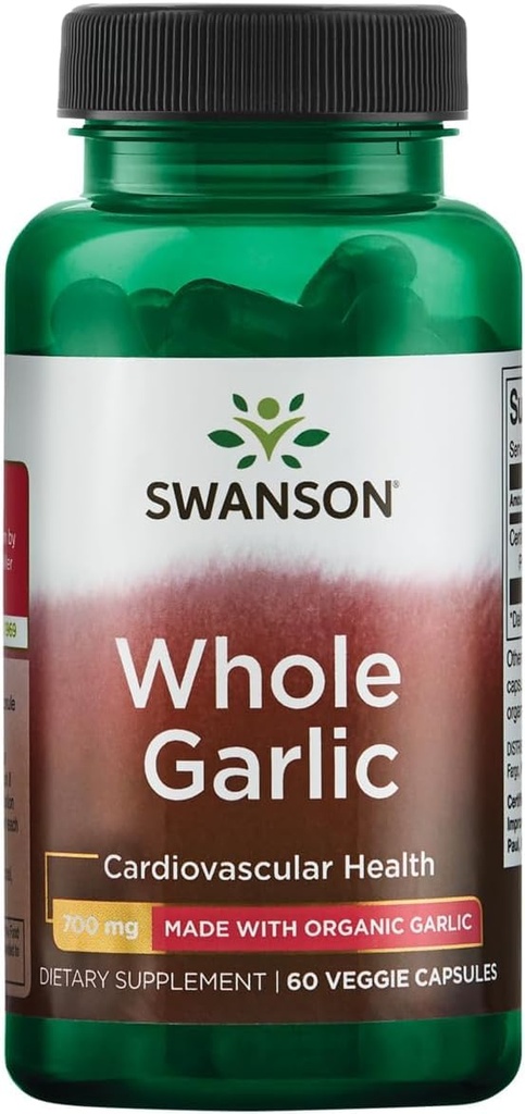 Swanson Made with Organic Whole Garlic 700 Milligrams 60 Veg Capsules
