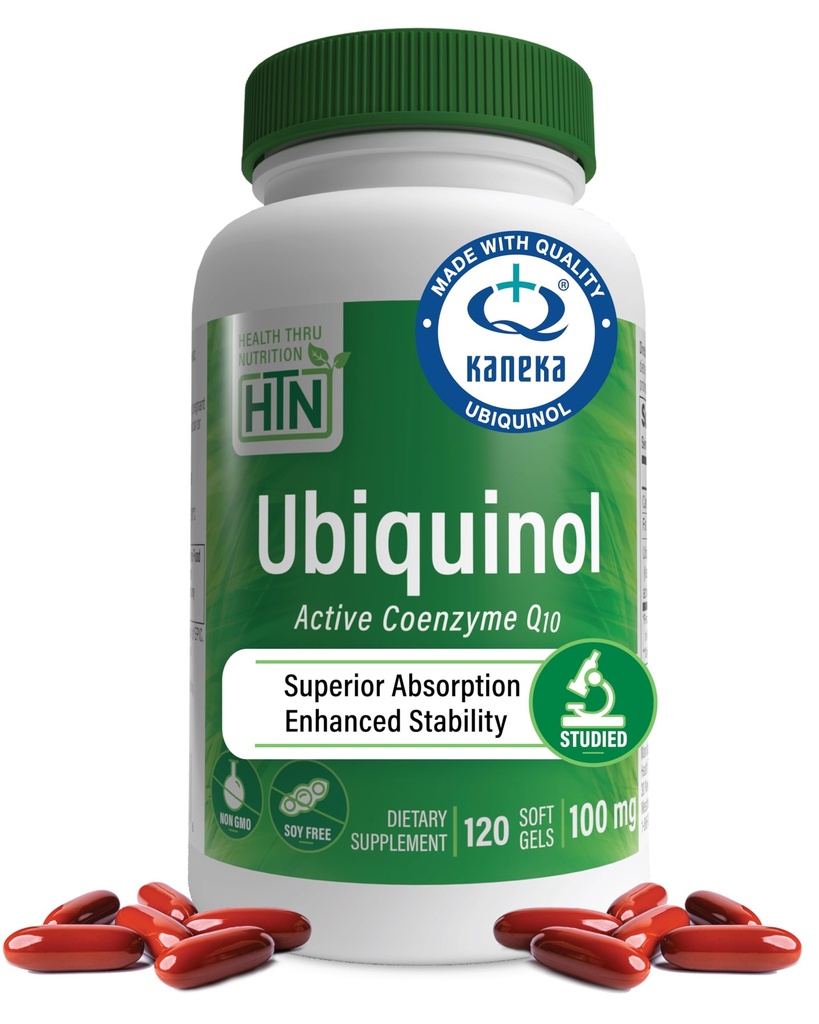 Ubiquinol 100mg 120 Softgels als Kaneka QH reduziert CoQ-10 | Stabilisiert - 3. Partei getestet | Verbesserte Bioverfügbarkeit | Herz-Kreislauf- & Mitochondrien-Funktionsunterstützung | Non-GMO durch Gesundheit Thru Nutrition