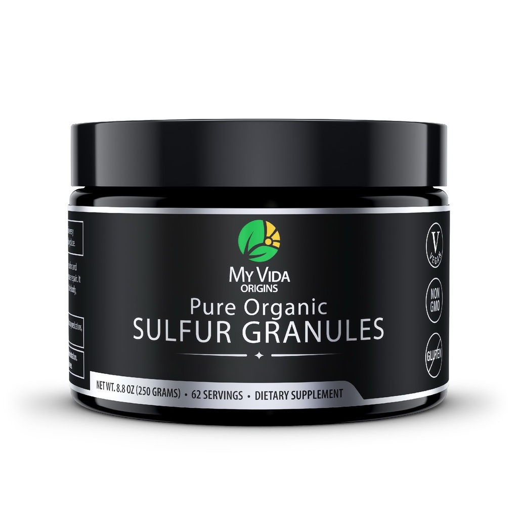 My Vida Origins Pure Organic Sulfur | 99% Pure MSM Granules unterstützt Haut, Haar, & Joint | Non-GMO, Vegan, Glutenfrei (62 Servierungen) 2 Monate Versorgung