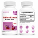 Saffron Supplements with Organic Beet Root & Ashwagandha - 100mg Saffron Extract for Mood Support, Energy & Focus -Organic Saffron, Vegan, Non-GMO, 120 Count (120)