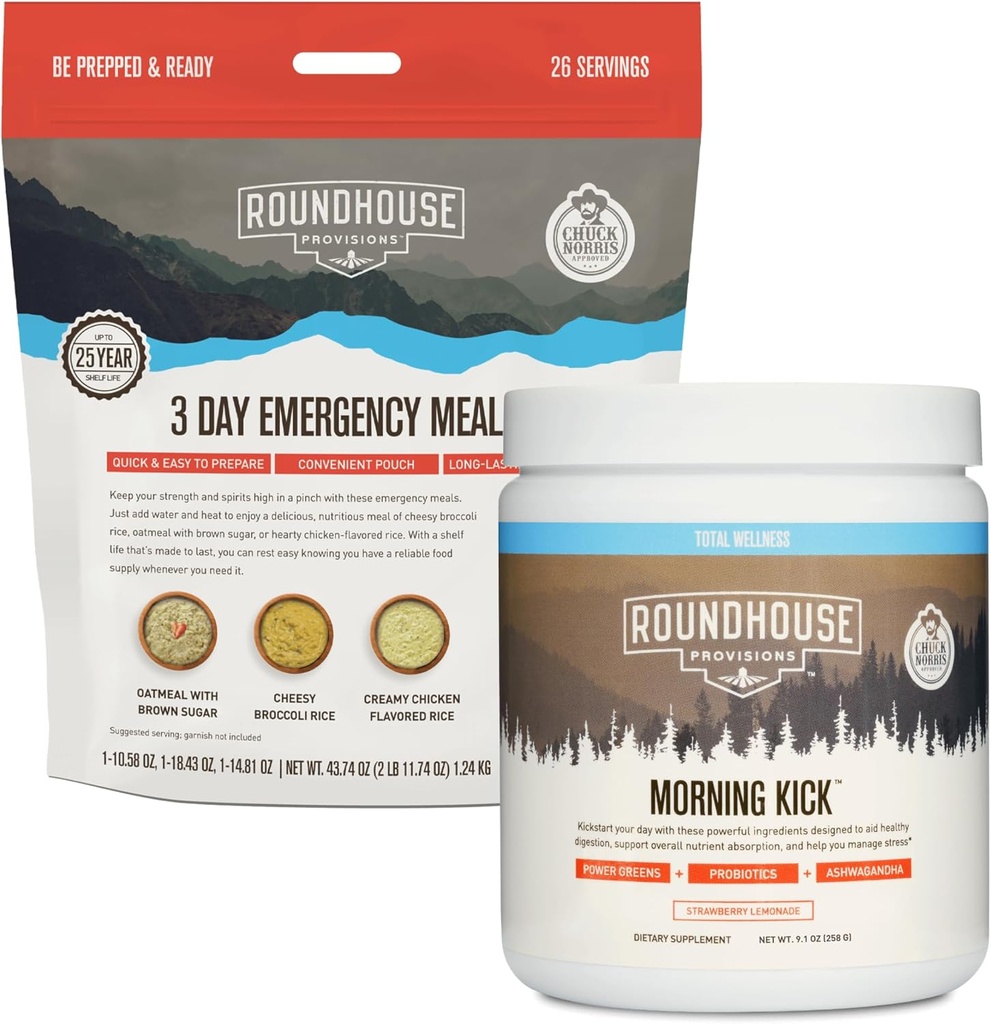 ROUNDHOUSE PROVISION Morning Kick and 3 Day Emergency Meal Kit Bundle
