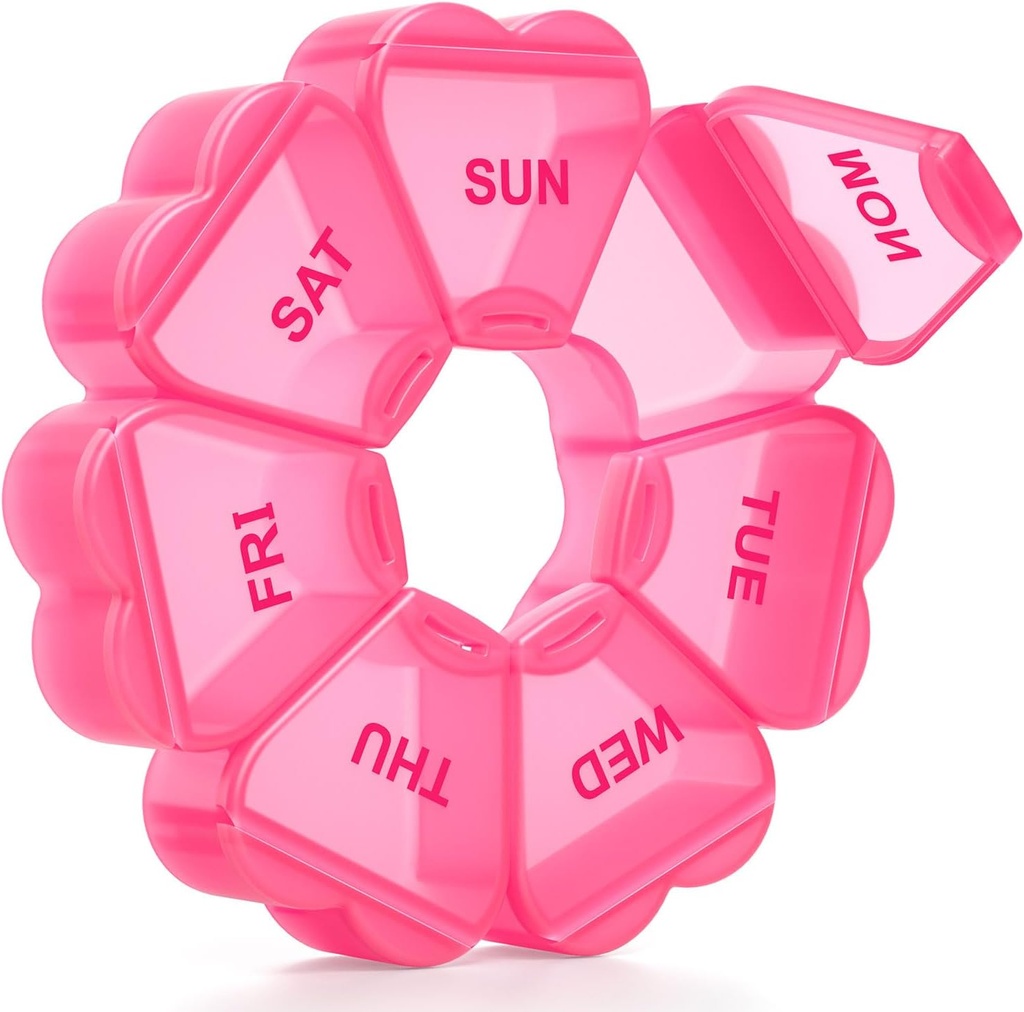 Grande organizzatore di pillole settimanali, scatola di pillole 7 giorno, KAPENS Daily Vitamin Case Large Capacity Compartments, contenitori di pillole per i supplementi di medicina dell'olio di pesce, rosso