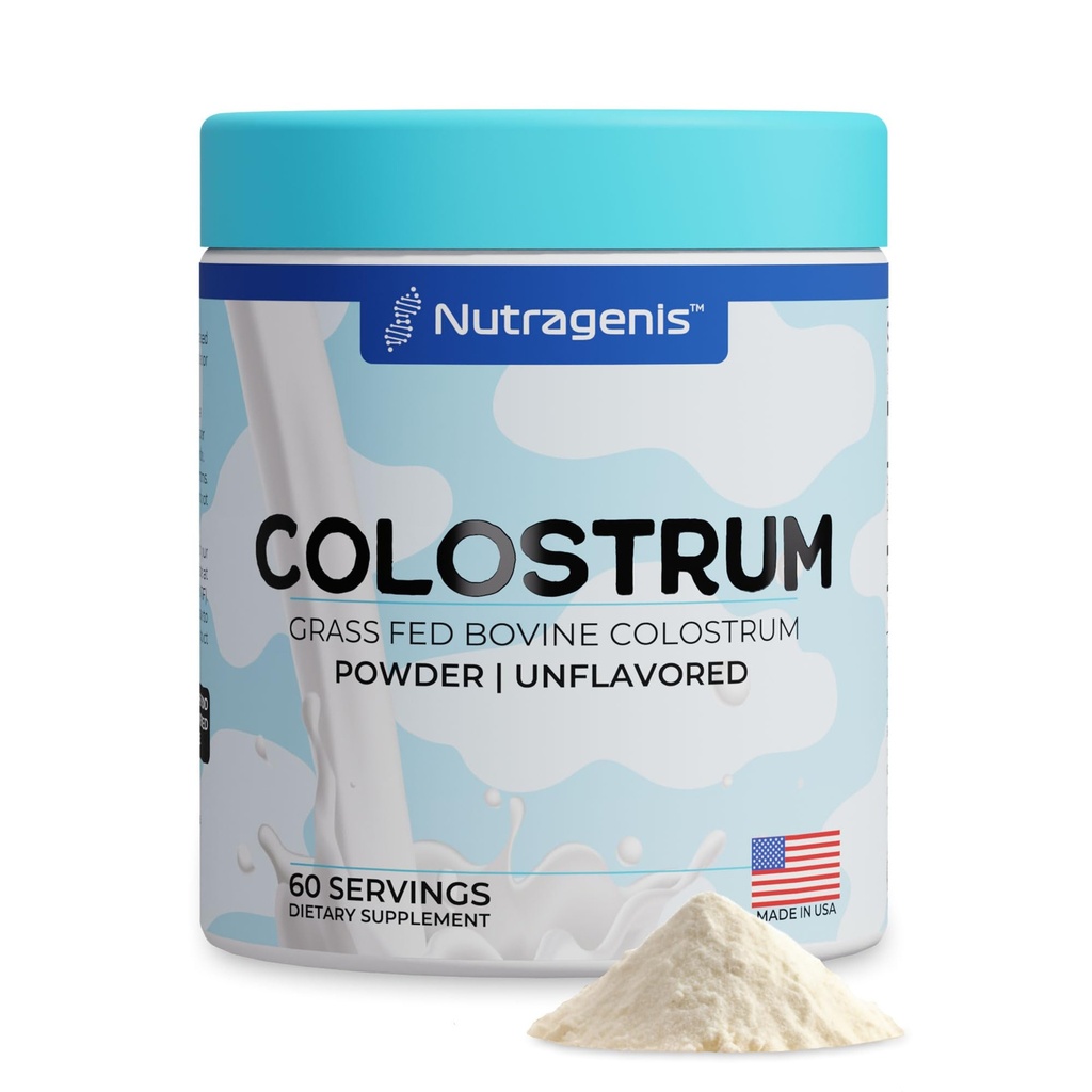 Poudre Premium ColostrumTM pour Gut Health, Immunity, Muscle Recovery & Bloating Relief.