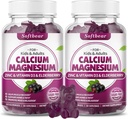 softbear calcio magnesio zinco Gummies per adulti e bambini, Suagr-Free calcio magnesio zinco vitamina D3 supplemento per la forza e la salute immunitaria, aroma di sambuco 120 conte