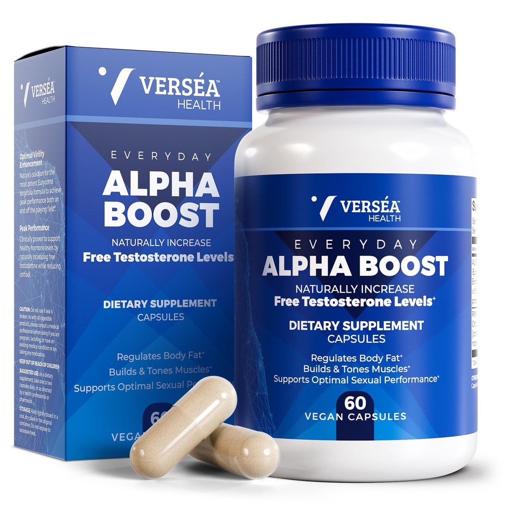 Alpha Boost – Natürliche kostenlose Testosteron-Unterstützung, Energie, Stamina, Endurance & Vitalität für Männer & Frauen, Multivitamin für gesundes Altern & Leistung & nutzt VESIsorb® (60 Ct)