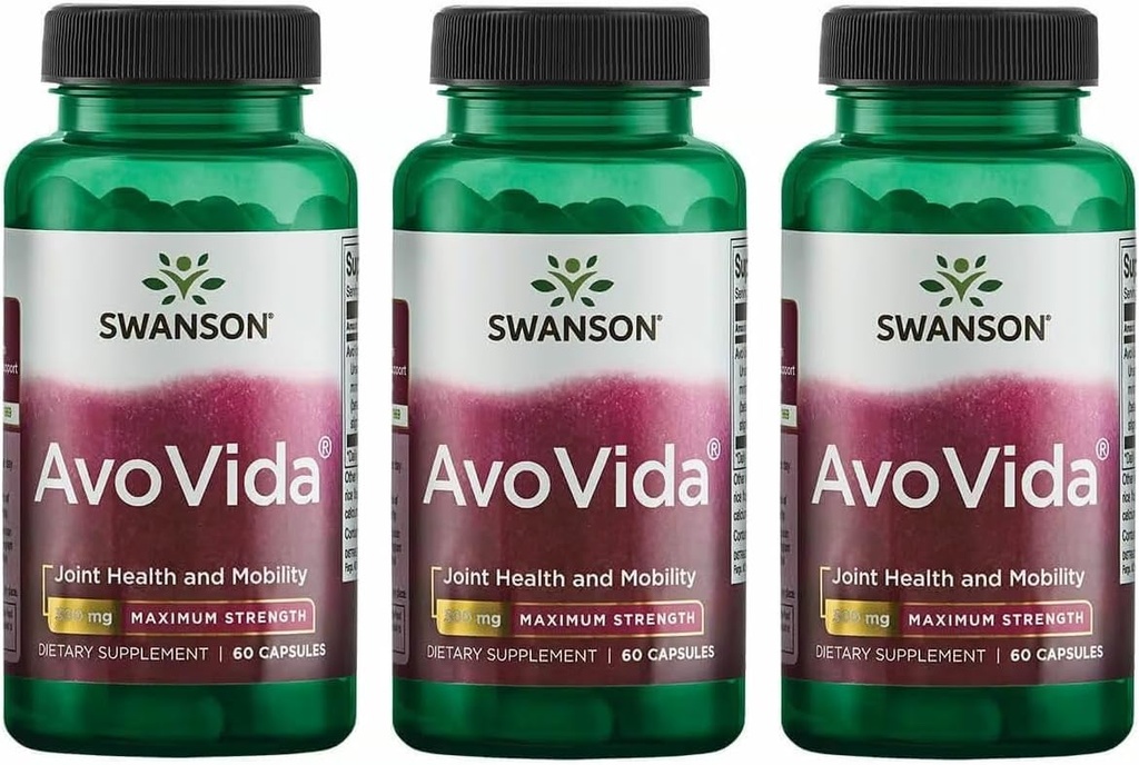 Swanson AvoVida - Integratore Naturale Promuovere la Salute e la Mobilità Congiunti - Avocado & Soybean Unsaponifiables per sostenere la salute del tessuto e del cartilage - (60 capsule, 300mg ogni) 3 Pack