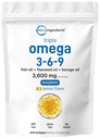 Ultra Omega 3-6-9 3600mg Per Serving, 300 Burpless Softgels | Limone Flavor – Miscela di Pesce, Flaxseed, Borage Oils | Biodisponibile Fonte, Non-GMO, No Gluten, Mercury Free