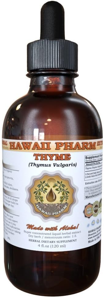 Hawaii Pharm Thyme Liquid Extract, Organic Thyme (Thymus Vulgaris) Tinktur, Kräuterergänzung, Made in USA, 2 fl.oz