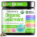 Dalnara Organic Spearmint Capsules 1200 mg - USDA Certified, Promoting PCOS Support for Hormonal Balance, Digestive Vitality, and Glowing Complexion, Vegan-Friendly PCOS Supplement- 60-Day Supply!