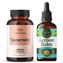 HERBAMAMA Spearmint and Lemon Balm Kit - Bundle of Speamint Leaf Capsules & Lemon Balm Tincture 4 fl oz - Vegan, Non-GMO, Sugar & Alcohol-Free - 2 Pack