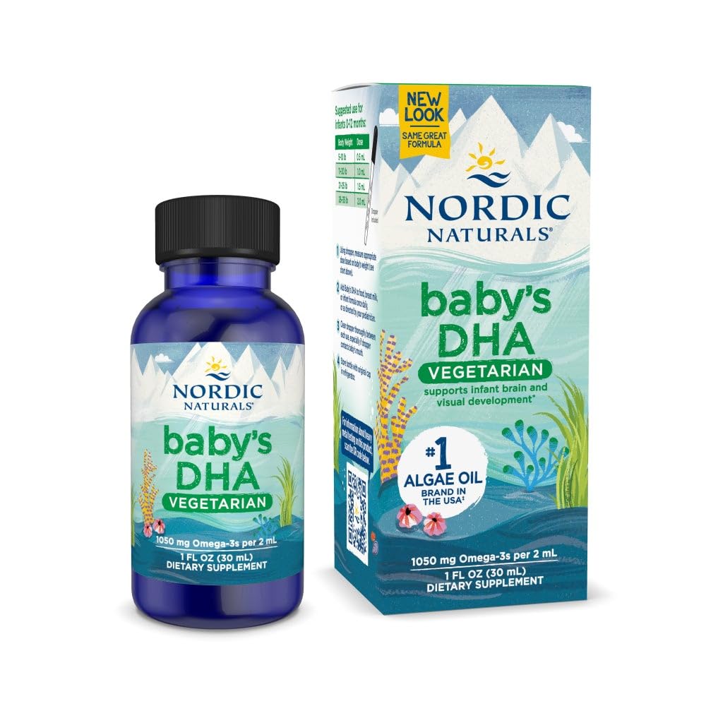Nordic Naturals Baby's DHA Vegetarian, Unflavored - 1050 mg pflanzliches Omega-3-1 oz - Unterstützt die Entwicklung von Gehirn und Vision bei Babys - Nicht-GVO, Vegan - 15 Portionen
