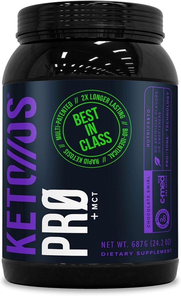Pruvit Keto//OS Pro Chocolate Swirl + MCT chetoni - Keto//OS Pro Supplemento per il potenziamento dell'energia, una migliore digestione e aiuta a combattere il processo di invecchiamento - 30 Serve