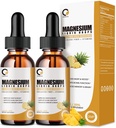 (2 Pack) Magnesium Glycinate Supplemento gocce liquide per le donne e gli uomini, 1000mg ad alto assorbimento con bromelaina, vitamina C, B6, D, zinco, per il rilassamento muscolare, Bowel Energy, ananas Flavor