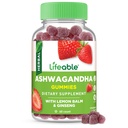Lifeable Ashwagandha Gummies with Lemon Balm & Ginseng | Vegan Non GMO Ashwagandha Supplement | for Women and Men | 60 Gummies
