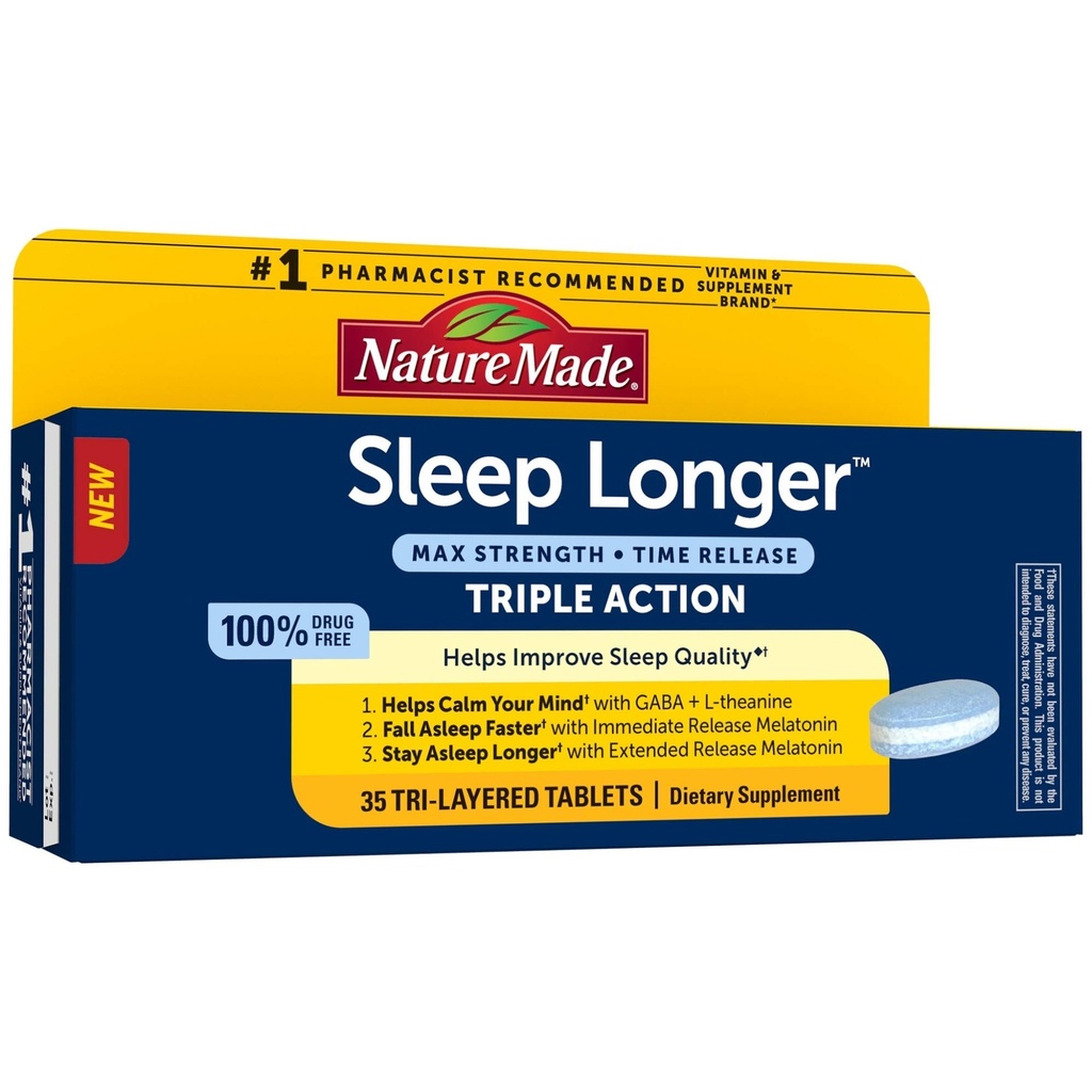 Natura fatta dormire più a lungo, Melatonin 10mg Time Release Tri-Layer Tablets, aiuta a migliorare la qualità del sonno, Autunno Asleep più veloce, rimanere Asleep più lungo, L-teanina e GABA per aiutare a calmare la vostra mente, 35 compresse