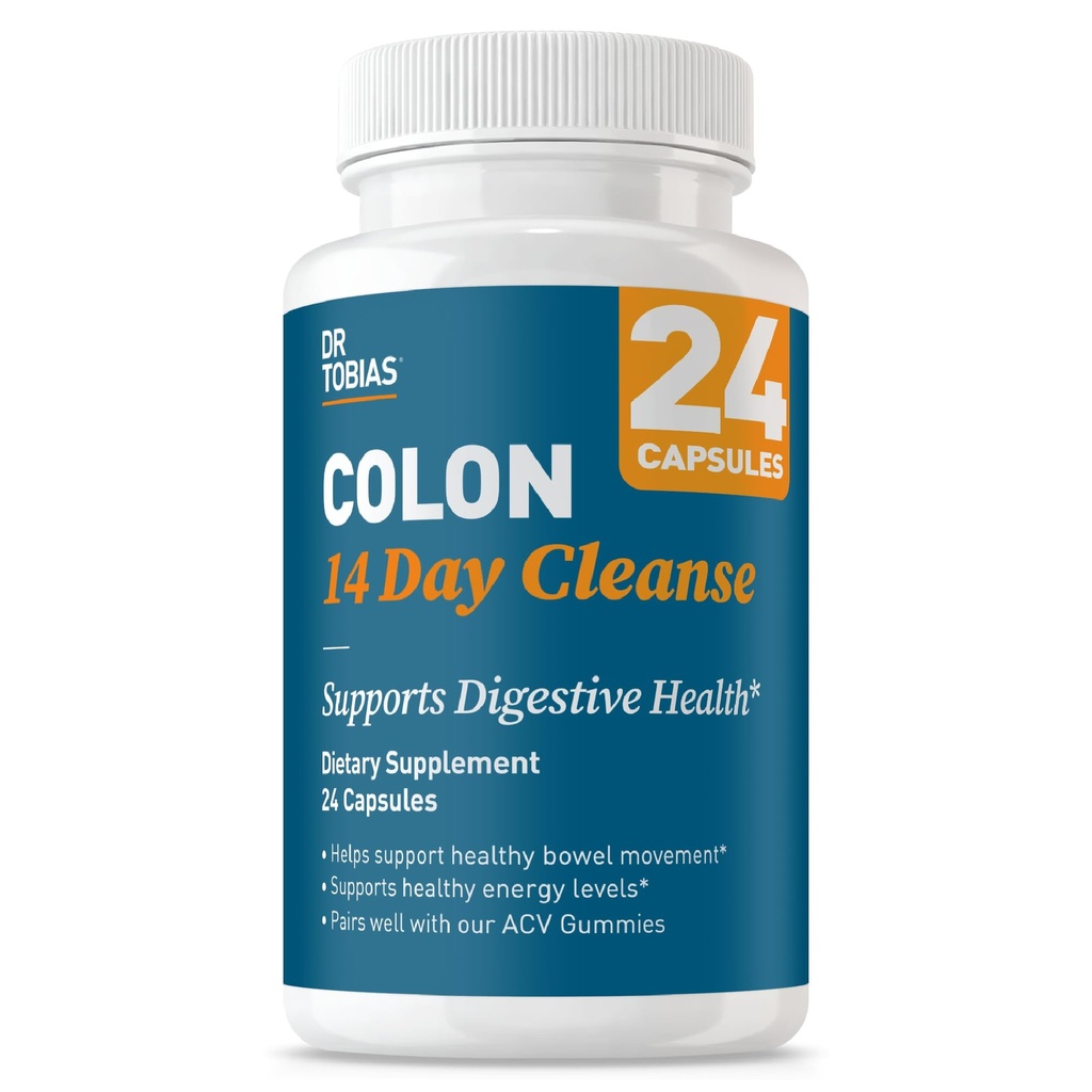 Dr. Tobias Colon Cleanse - Constipation Relief & Gut Health Support für Damen & Herren | 14 Tage Colon Cleanser für einen Gentle Colon Detox & Gut Flush 24 Kapseln (1–2 Täglich)
