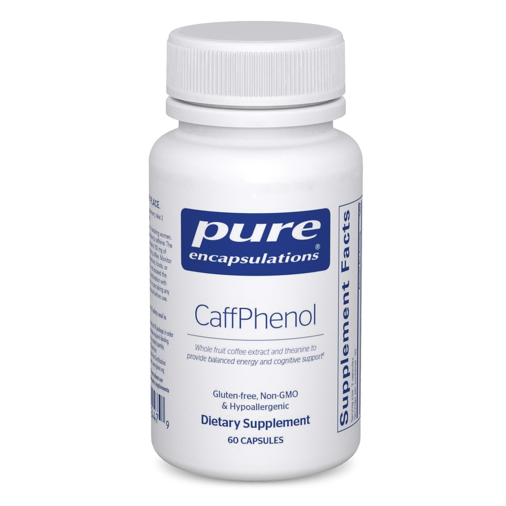 Encapsulations pures CaffPhenol , extrait de fruits entiers et théanine pour fournir une énergie équilibrée et un soutien cognitif , 60 capsules