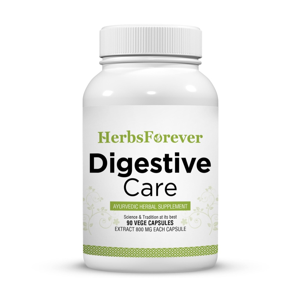 Herbsforever Digestive Care -Support Metabolism,Gut Health-Gas & Bloating Relief, Colon Cleanse,with Ginger,Peppermint,Asafoetida+13 Ayurvedic Herb|Spice| Enzyms|Minrals|90Veg Capsules|800mg