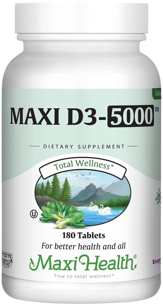 Vitamin D3 5000 IE (125 mcg) - Hochdosiertes Vitamin D 5000 IE für gesunde Knochen, Zähne, Immununterstützung - Koscher Nicht-GVO - Hochpotenz Vit D3 - Reine Vitamin-D-Ergänzungen für Frauen und Männer - 180 Tabletten