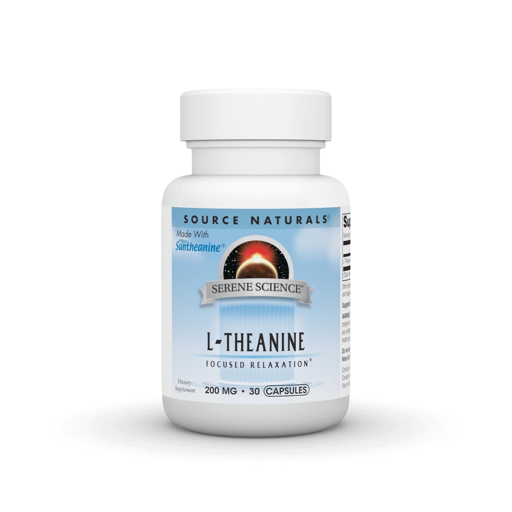 Source Naturals Serene Science L-Theanine, Made with Suntheanine, for Focused Relaxation, 200 mg - 30 Capsules