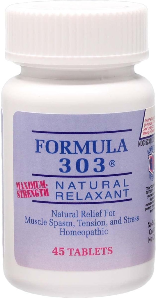 Dee CEE Labs Formula 303 Comprimés de force maximale, 45 Comprimés; tout naturel contenant du magnésium pour les muscles douloureux, la fleur de passion et la racine valériane