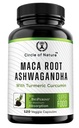 Maca Root, Ashwagandha Root Extract, Kapseln für Männer und Frauen mit Kurkuma und Bioperine 120 Kapseln Made in USA