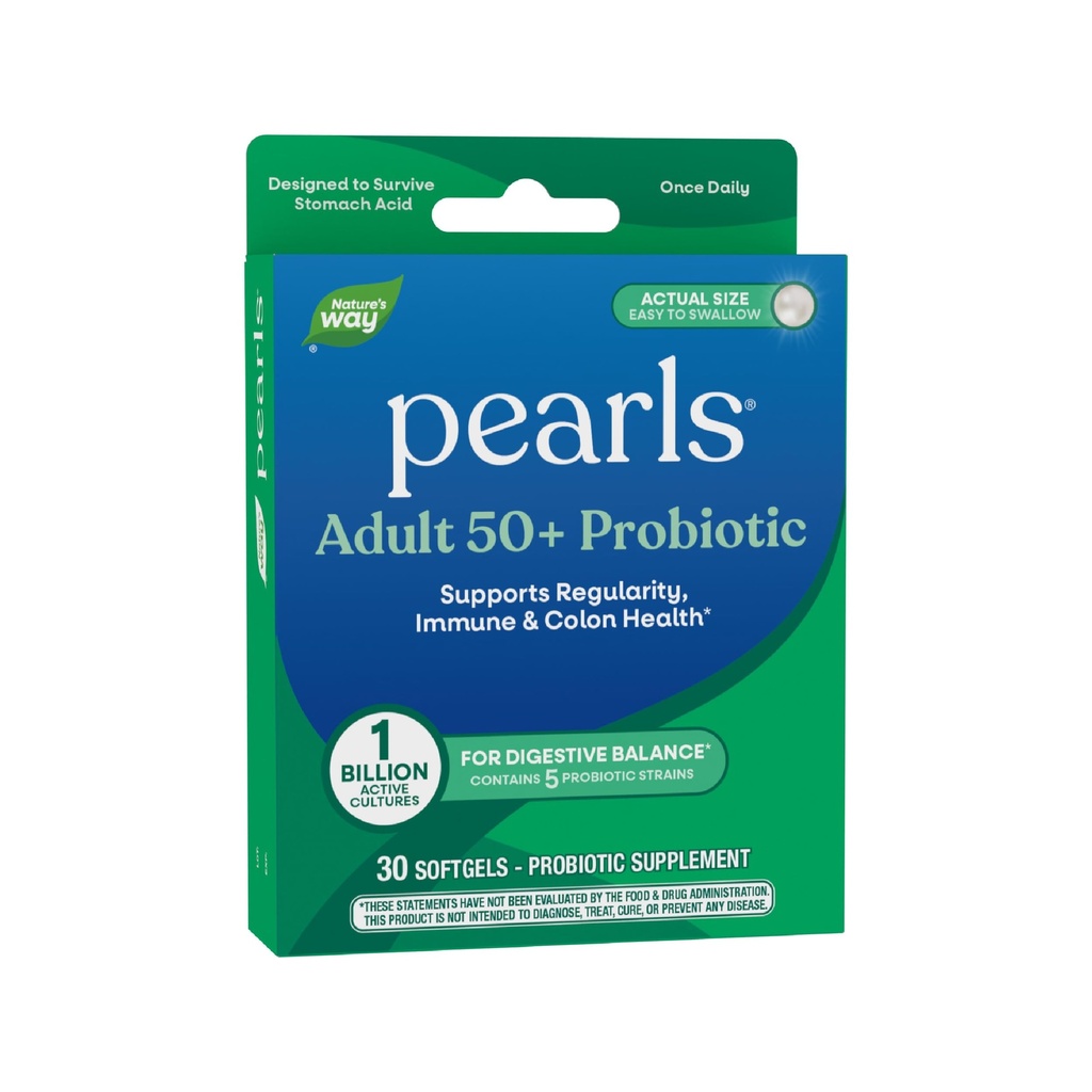 Nature's Way Pearls Adult 50+ Probiotic, Probiotics for Digestive Health* Unterstützt Regularität, Immun- & Colon-Gesundheit*, 1 Billion-Kulturen, Keine Kälte erforderlich, 30 Softgels