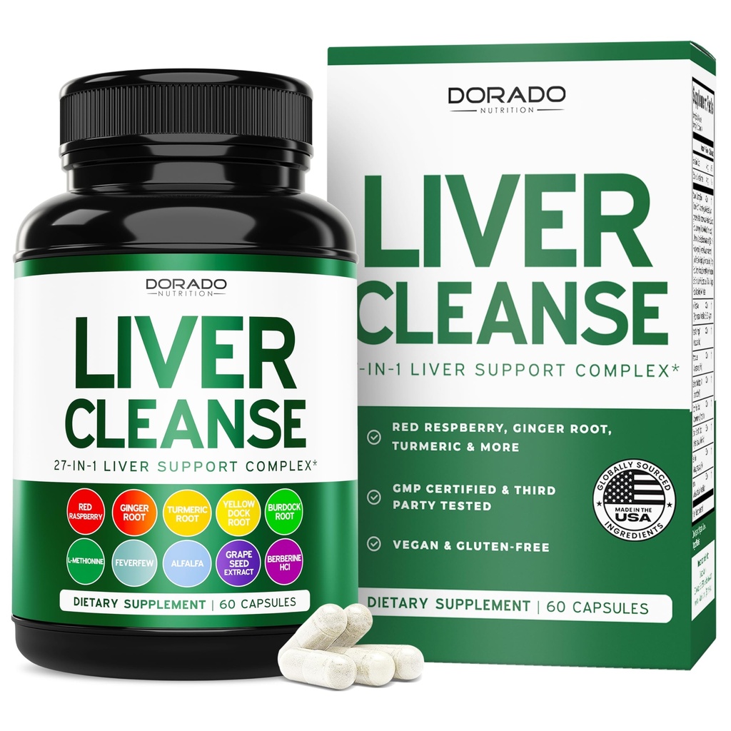 Liver Cleanse Detox & Repair (27 in 1 Formel - Milchdistel, Dandelion Root, Turmeric, Artichoke Extract & More) - Detox Cleanse Supplement, Liver Support für Erwachsene, Vegan - 60 Kapseln