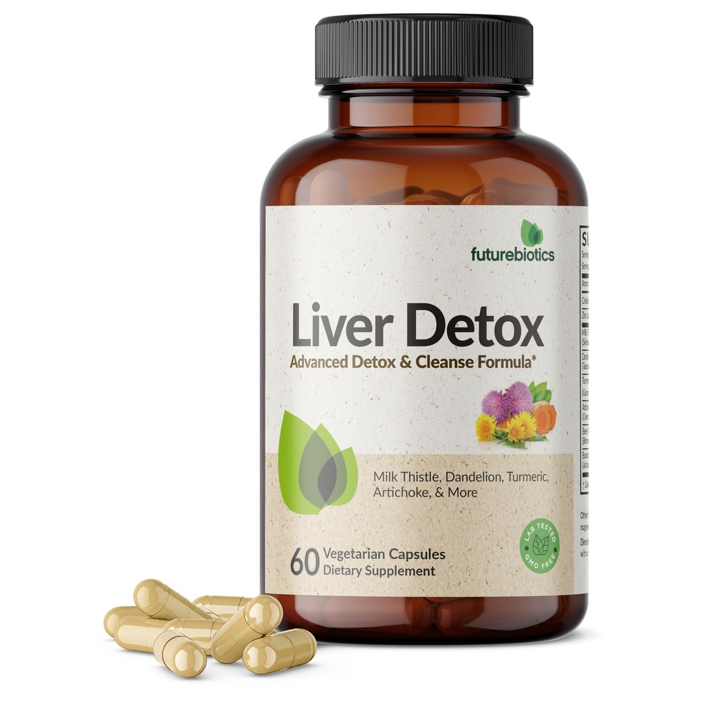 Futurebiotics Liver Detox Advanced Detox & Cleanse Formula Supporta la funzione di fegato sano con carda di latte, estratto di dadelion, curcuma, foglia di carciofo, &amp; More, Non-GMO, 60 capsule vegetariane