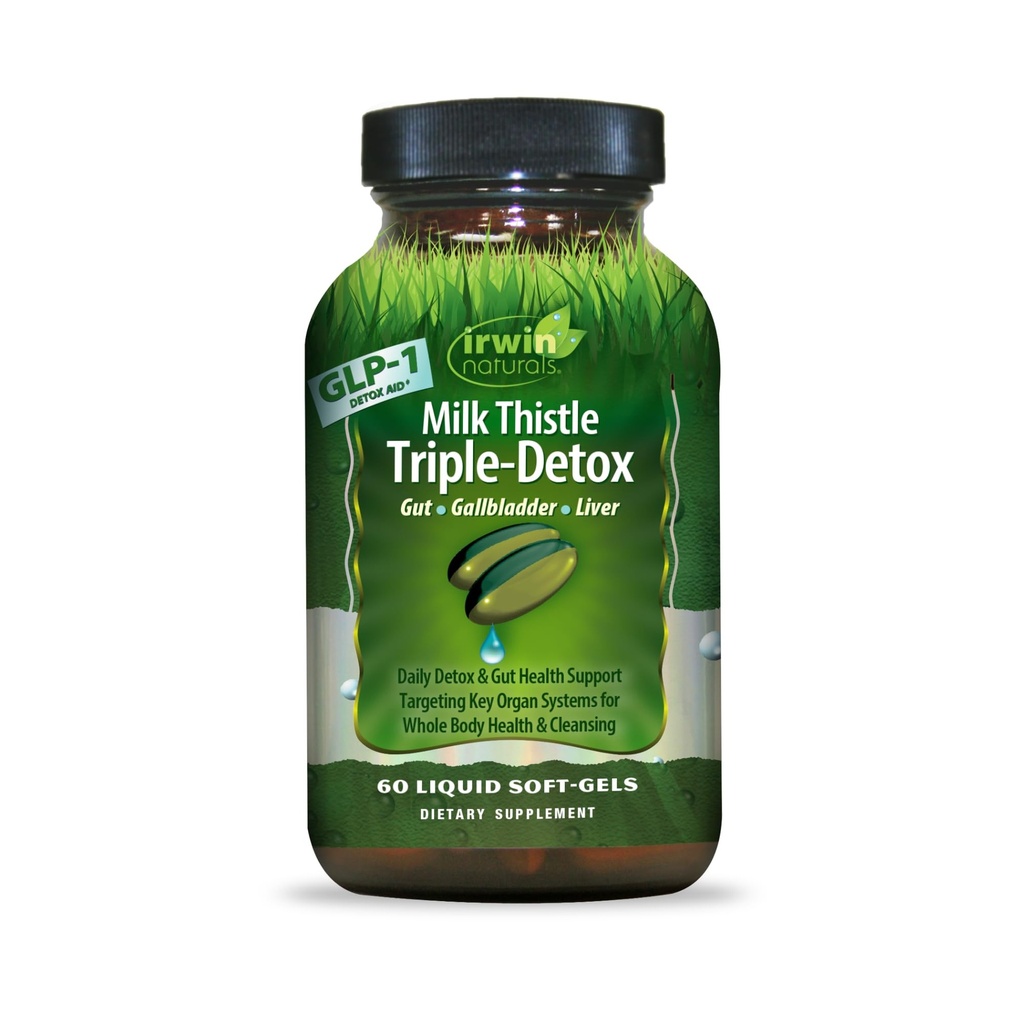 Irwin Naturals Milk Thistle Triple-Detox — Advanced Liver & Detox Support, 60 Liquid Softgels
