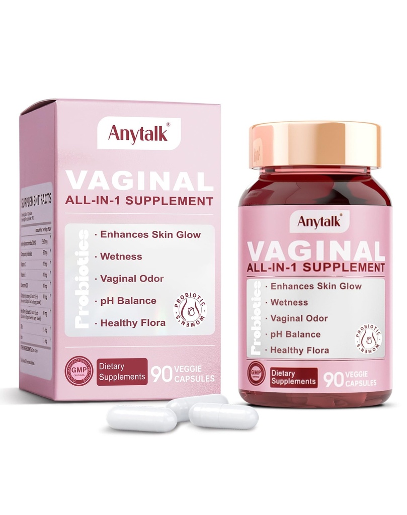 ANYTALK Vaginal Probiotika für Frauen pH-Balance mit Lactobacillus Probiotic Blend zur Förderung eines gesunden Vaginalgeruchs, Vaginalflora - Frauen Vaginal Health Probiotic 90 Count
