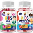 Gommies de magnésium pour les enfants et les adultes - 500mg et Gommies de zinc pour les enfants et les adultes - Gommy à croquer de zinc pour le soutien immunitaire - Supplément anti-OGM naturel puissant pour les enfants Hommes Femme Adultes.