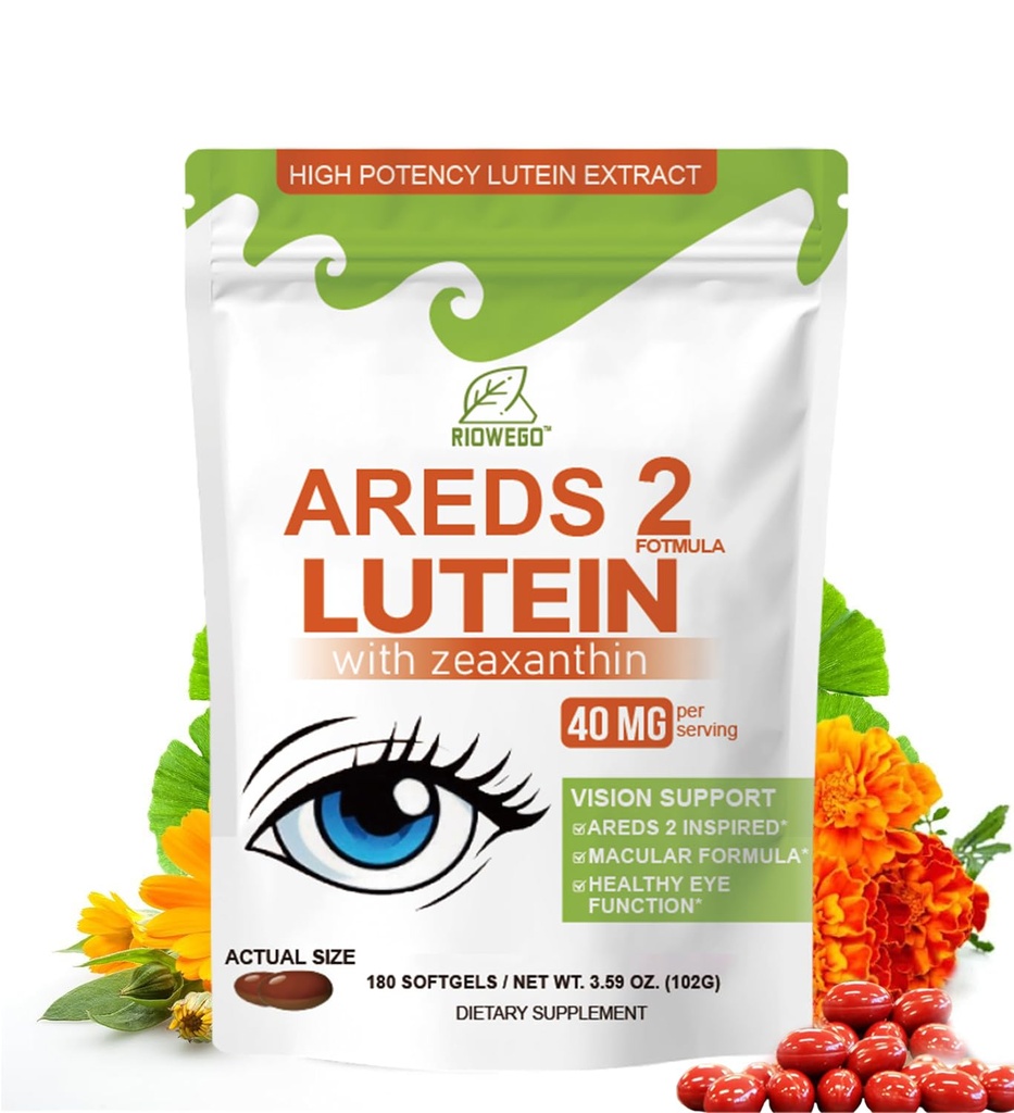 AREDS 2 + Advanced Lutein and Zeaxanthin Supplement -40 mg Lutein & Zeaxanthin with Astaxanthin,Omega-3,EPA,DHA-Dietary Supplement for Eye Health Support,Vision Support-180 Softgels