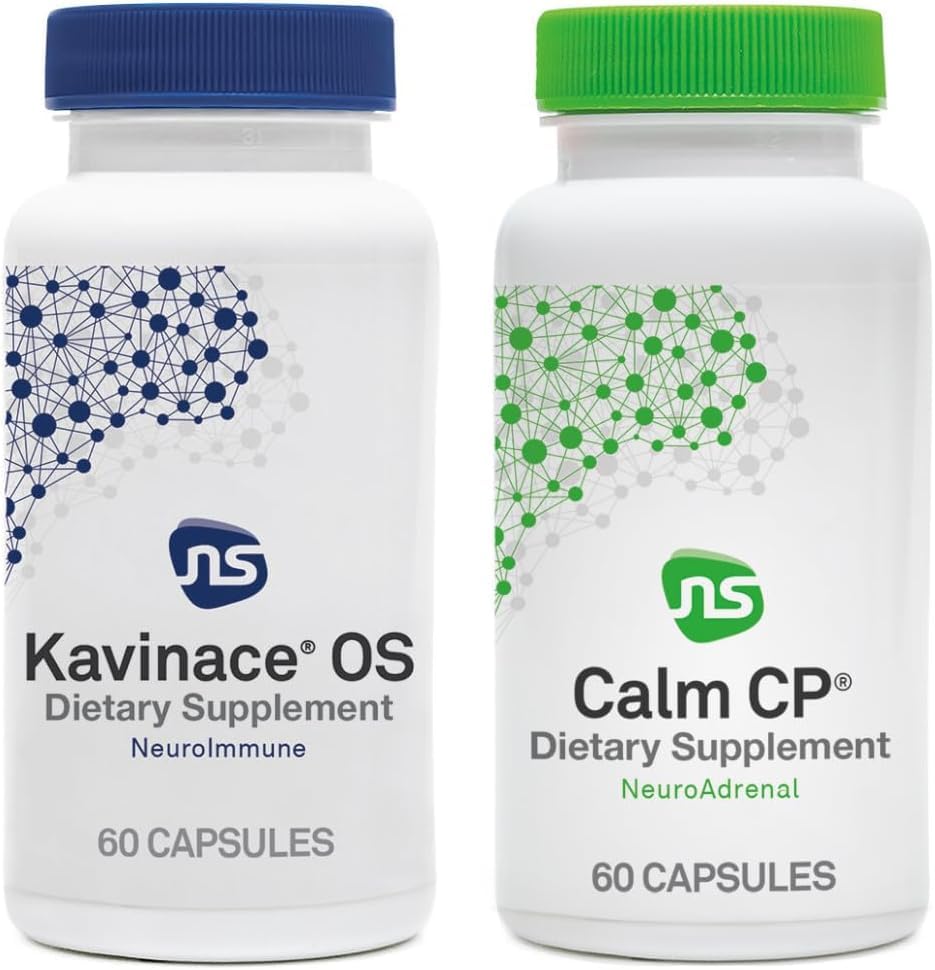 NeuroScience Kavinace OS + Calm CP Cortisol & Adrenal Support with Melatonin, L-Theanine + Botanicals (2 Products)