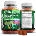 Nutraceutiques propres Enzymes digestifs avec probiotiques et prébiotiques pour la santé digestive Gummies et L-Glutamine pour la santé Gut Bromelain Pectine Inuline FOS Vitamines à base végétale Gummy