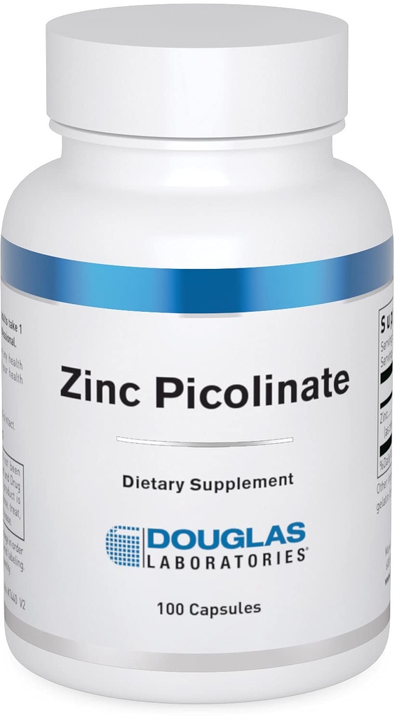 Laboratoires Douglas Picolinate de zinc - 50 mg de zinc - Pour le système immunitaire, les antioxydants et la peau - Supplément minéral tracé - 100 capsules