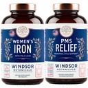 WINDSOR BOTANICALs Supplemento di ferro e Bundle di sollievo PMS per le donne
