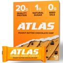 Atlas Bar – 20g Protein, 1g Zucchero, 0g Oli Seme, 0g Dolcificiali (Peanut Butter Chocolate Chip, 12 Conte)