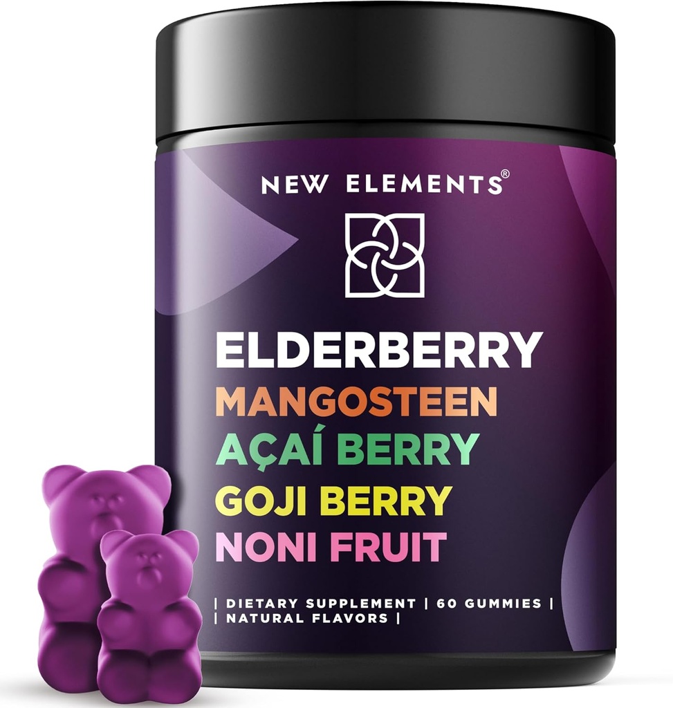 SuperStars antioxydants - Gommies de mûres d'eau avec mangoustes Acai Berry de Goji Noni Fruit de Sambucus noir Gommies de mûres d'eau pour les enfants et les adultes de l'Immune Support de Vegan de l'Immune