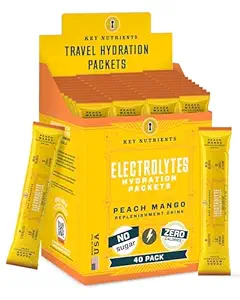 KEY NUTRIENTs Multivitamin Electrolytes Powder Packets - Tropical Peach Mango Post Workout and Recovery 40 Pack Hydration Pack Pack Pack Pack - No Sugar, No Calories - Polvere di idratazione di viaggio