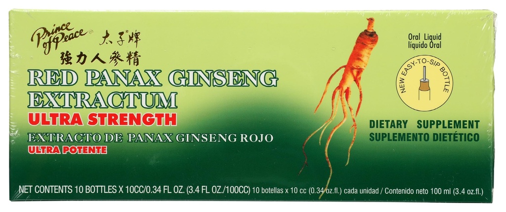 Prince of Peace Red Panax Ginseng Extractum Ultra Strength -- 3.4 oz - 10 Flaschen