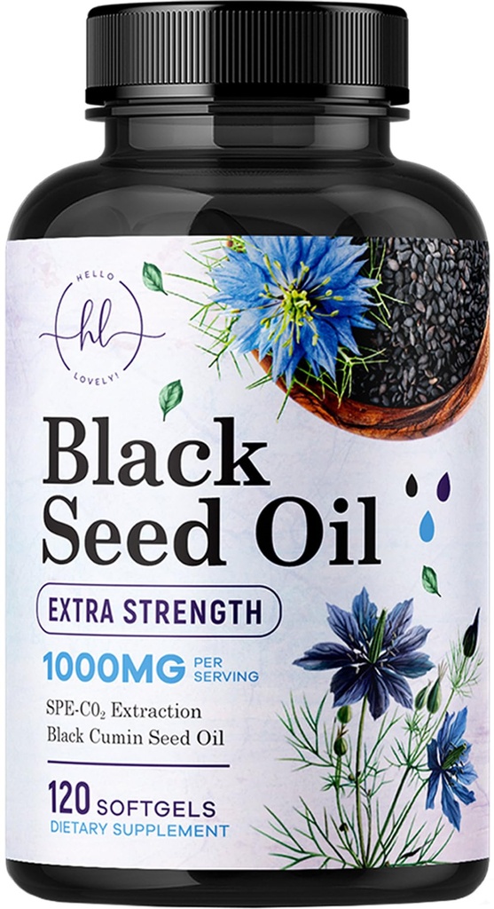Black Seed Oil Softgels 1000mg - Premium Nigella Sativa Blackseed, Pure Natural Black Cumin Seed Oil & Antioxidant für Haut und Immununterstützung - Non GMO, Bottled in USA Supplement - 120 Softgels