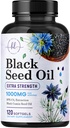 Black Seed Oil Softgels 1000mg - Premium Nigella Sativa Blackseed, Pure Natural Black Cumin Seed Oil & Antioxidant für Haut und Immununterstützung - Non GMO, Bottled in USA Supplement - 120 Softgels