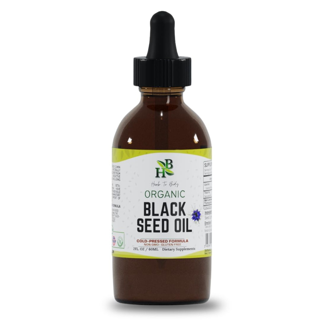 Herb To Body Black Seed Oil - Organic, Cold Pressed Oil, Botanical Oil for External Use Only, 2 Oz